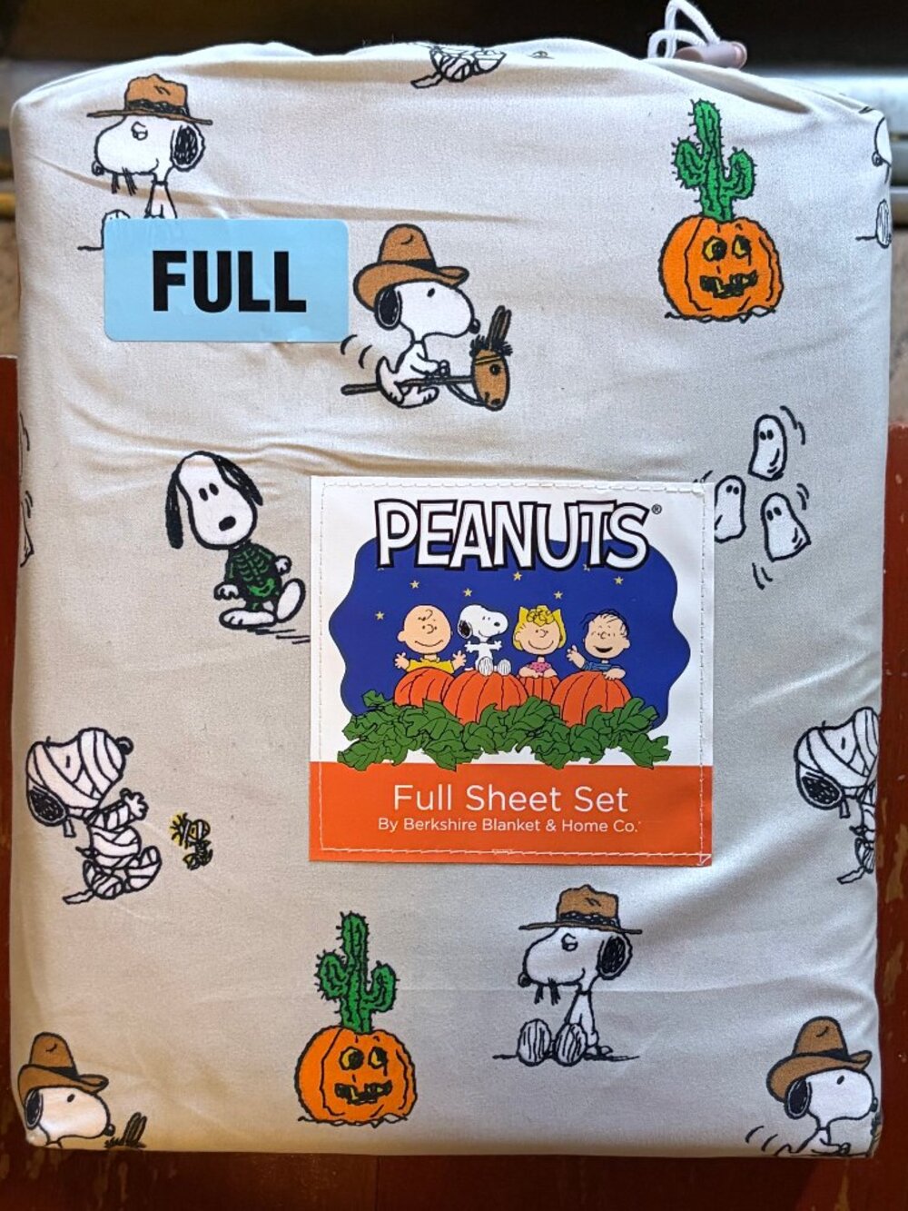 Peanuts Snoopy Costumes Halloween Pumpkin Full Size Sheet Set (GRAY Backgound)